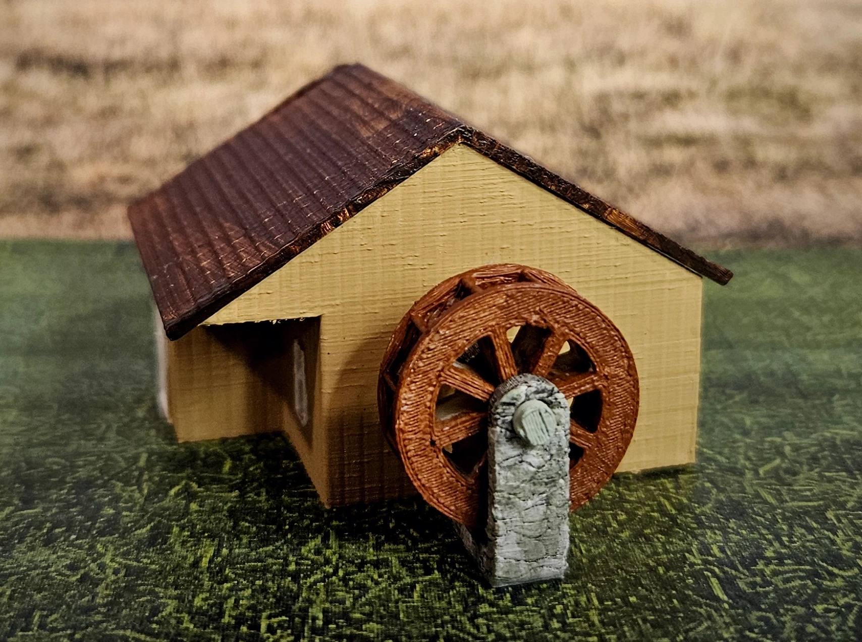 Another angle of HO scale waterwheel with large building kit